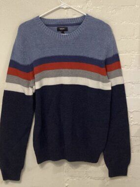 Urban Pipeline Grey Multi Striped Long Sleeve Crew Neck Sweater Mens Size Medium